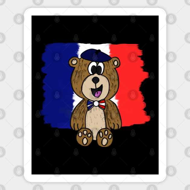 Bastille Day 14 July French Bear Tricolore Funny Magnet by doodlerob